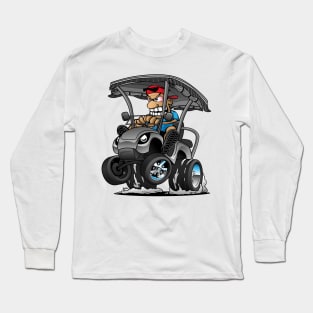 Funny Golf Cart Hotrod Golf Car Popping a Wheelie Cartoon Long Sleeve T-Shirt